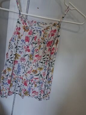 Old Navy White Floral Ruffle-Hem Midi Skirt